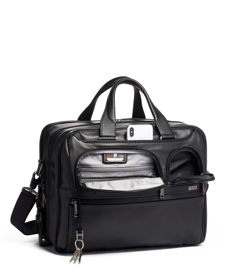 Expandable Organizer Laptop Brief Leather