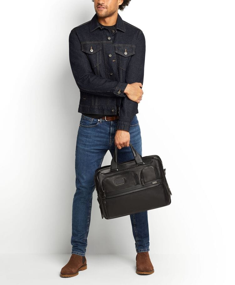 Expandable Organizer Laptop Brief Leather